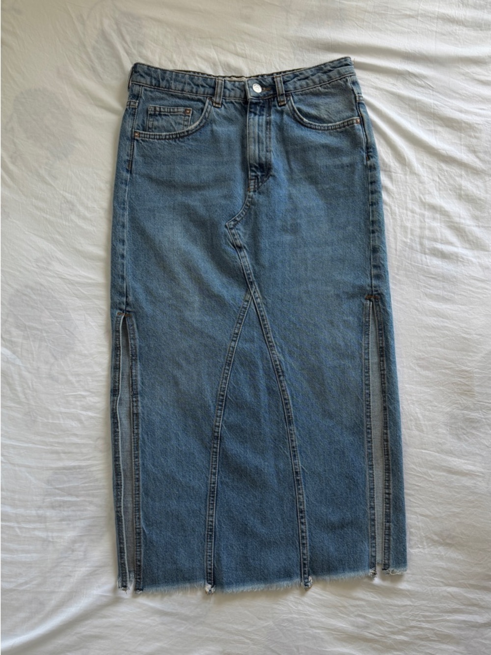 Free People 100% Cotton Denim maxi skirt size 4